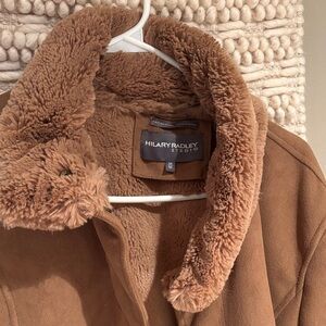 Hilary Radley Plush Faux-Suede Jacket in Camel Brown
